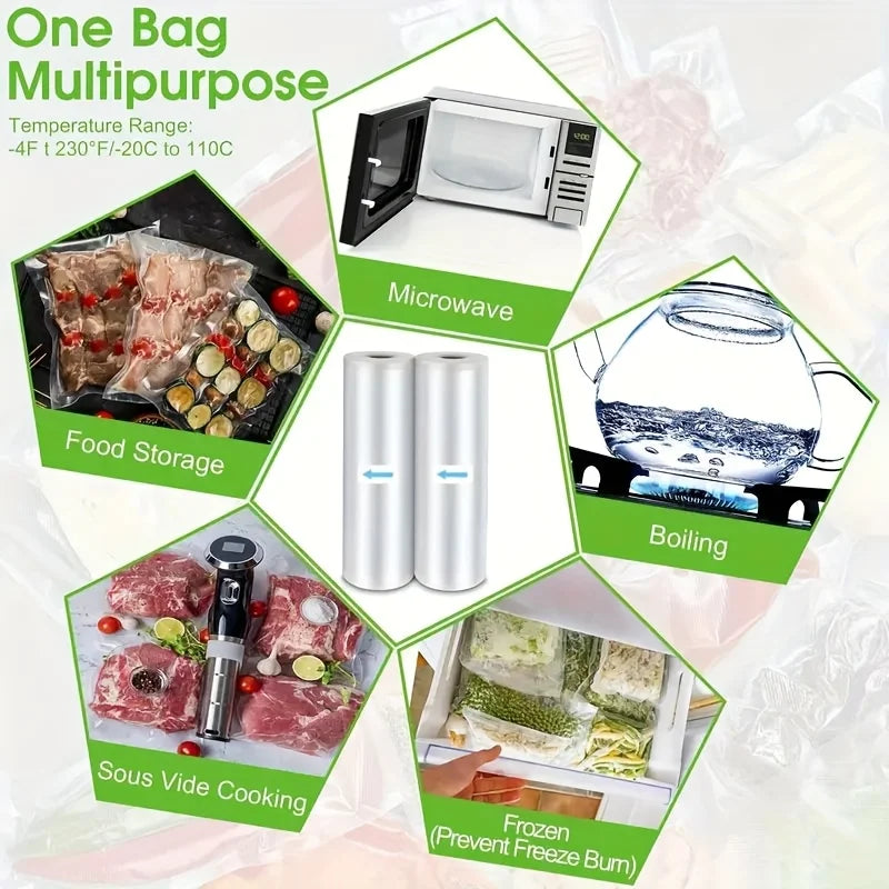 3m/roll vacuum seal bags - durable, BPA-free, tear-resistant, easy-cut. Ideal for sous vide, meal prep, beef storage & kitchen s