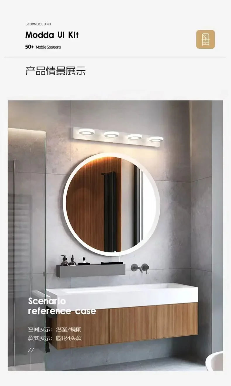 Minimalist Mirror Headlight Acrylic 360 ° Rotating Lamp Head Wall Lamp Modern Corridor Bathroom Makeup Bedside Bedroom Lighting