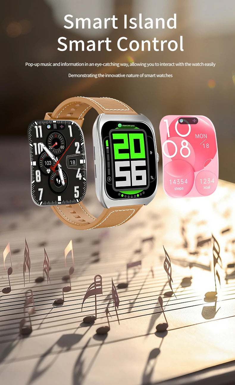LAXASFIT Smart Watch 2.01-inch AMOLED Curved Display Bluetooth 5.4 Call Voice Assistant Fitness Sports Smartwatch Holiday gifts