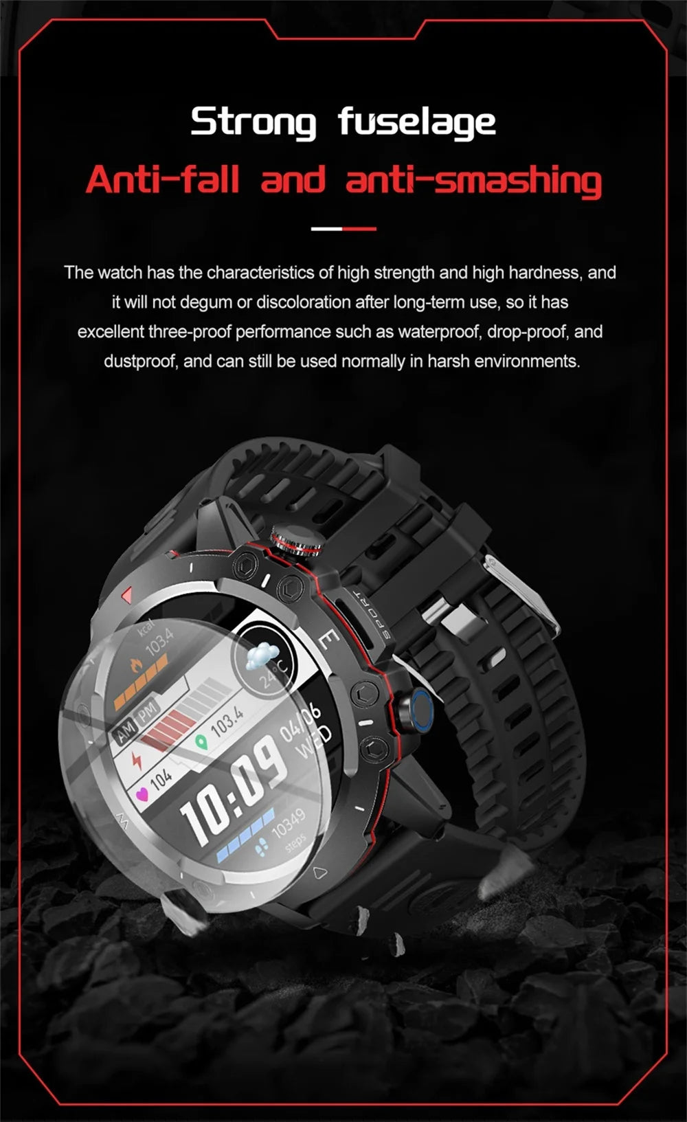 New Outdoor Sports Fitness Smart Watch Heat Rate Sleep Health Clock Waterproof Voice Assistant Alarm Clock Music Smartwatch