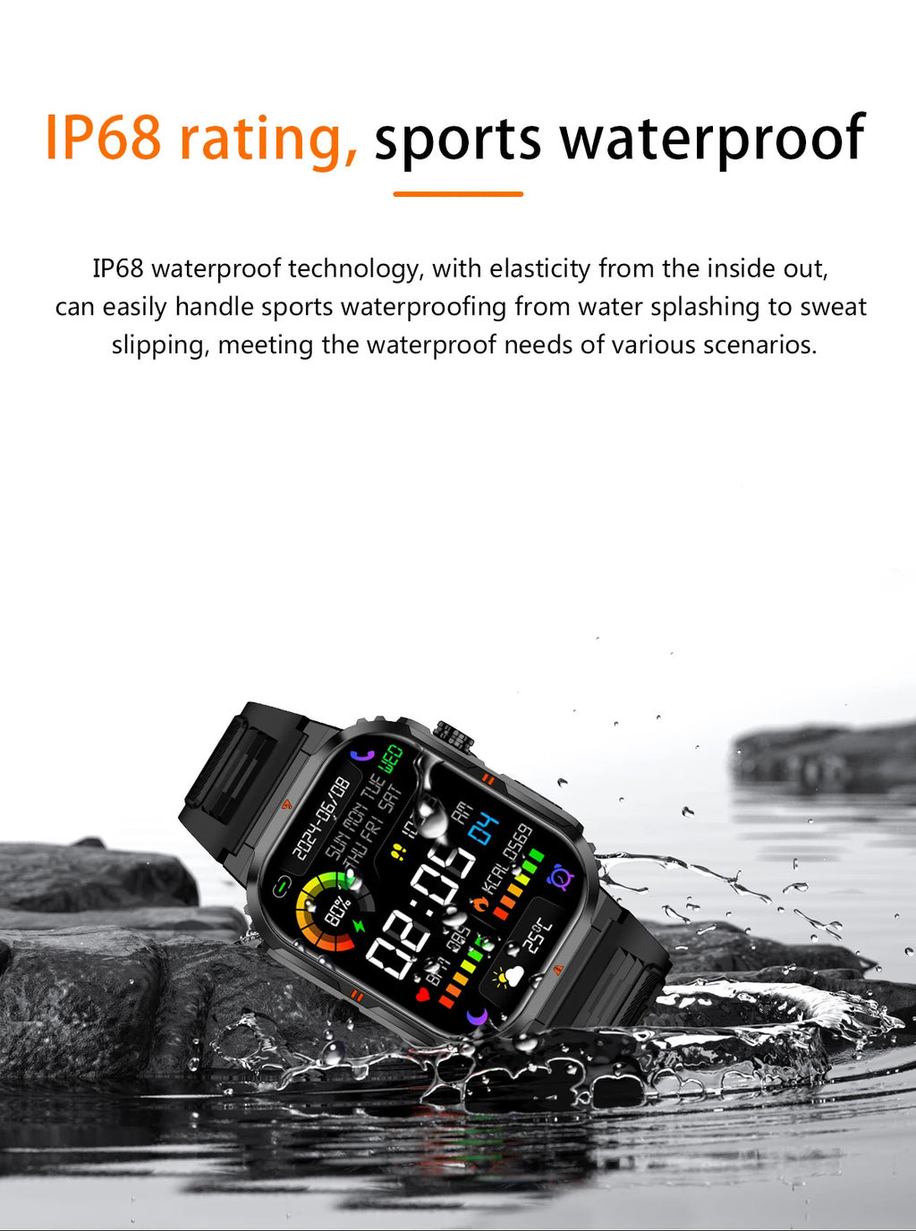 LIGE Military Smart Watch Men IP68 Waterproof Outdoor Sport Tracker LED Flashlight Bluetooth Call Man Smartwatch For Android iOS
