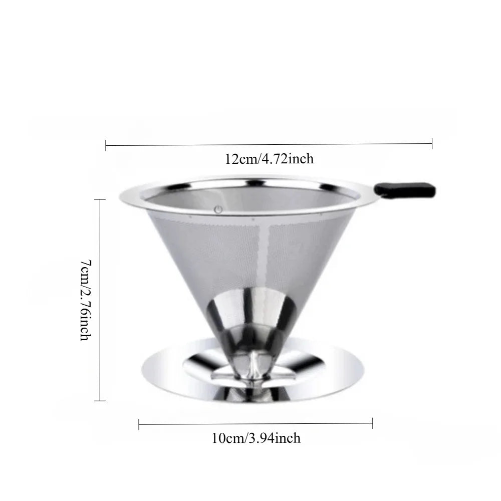 Reusable Coffee Filter Holder Double Layer Stainless Steel Coffee Tea Strainer Coffee Accessories Coffee Making Tool