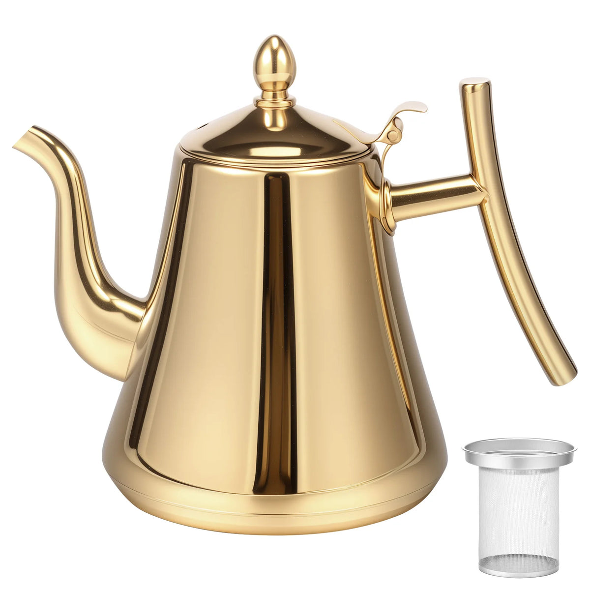 2L Stainless Steel Tea Pot Large Capacity Tea Kettle with Removable Strainer Induction Cookers Gas Stoves Water Pot Drinkware