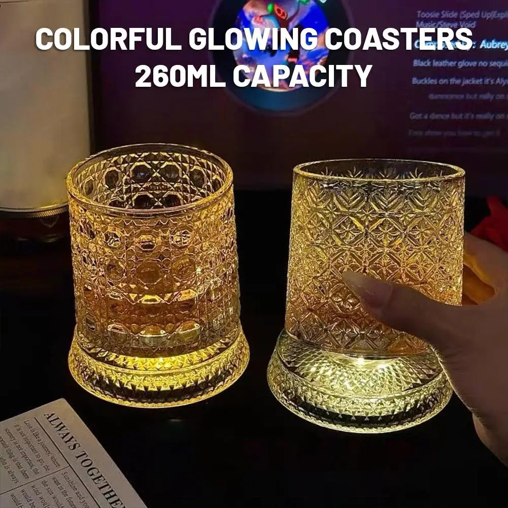1set 260ML Rotating Whiskey Glass Creative Crystal Premium Beer Cup Str Relief Liquor Cup With Base Straight Drink Mold Wine Gla