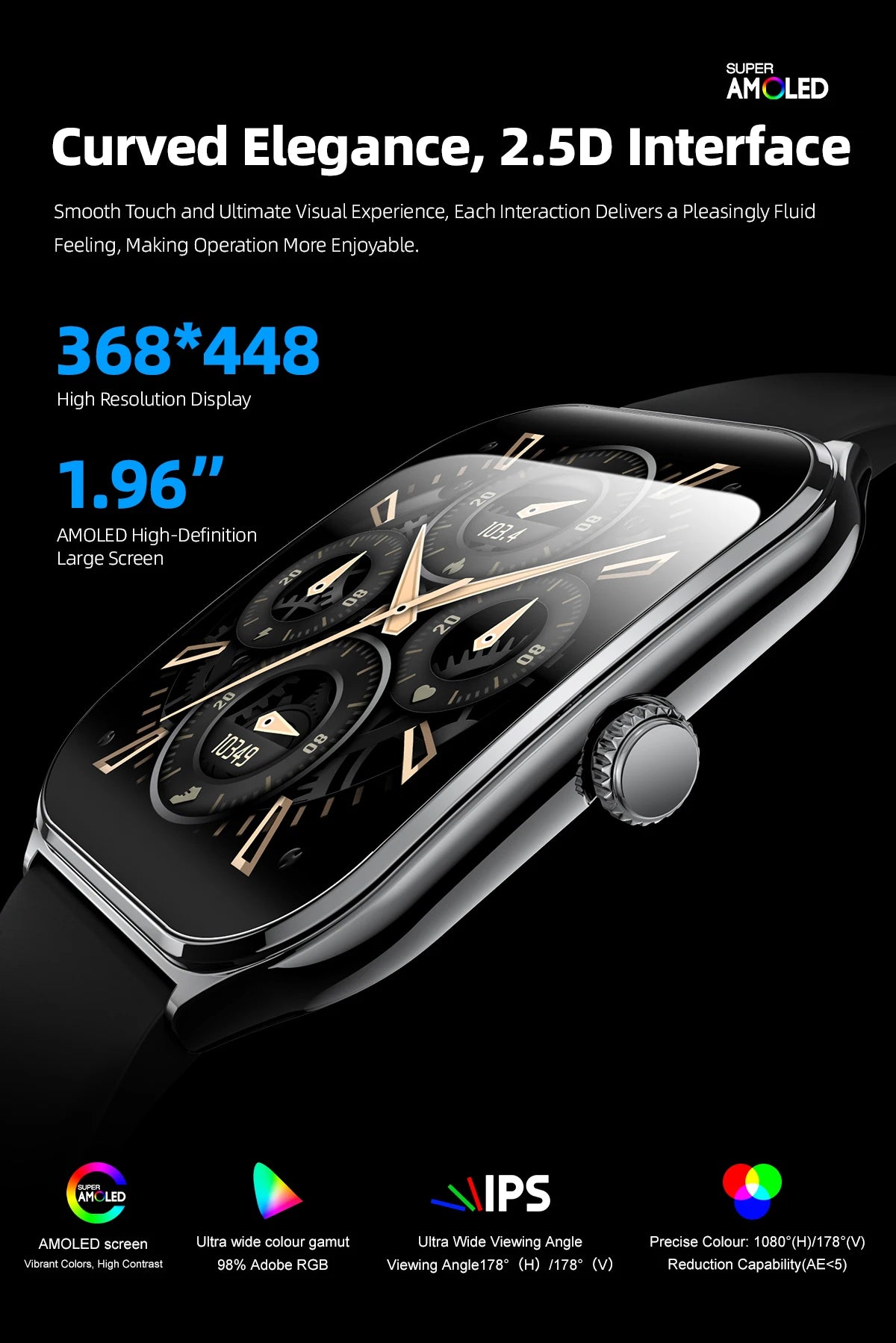 New Ultra Thin Smart Watch Men 1.96" AMOLED 360*360 HD Pixel Display Always Show Time Call Reminder Smartwatch For Android IOS