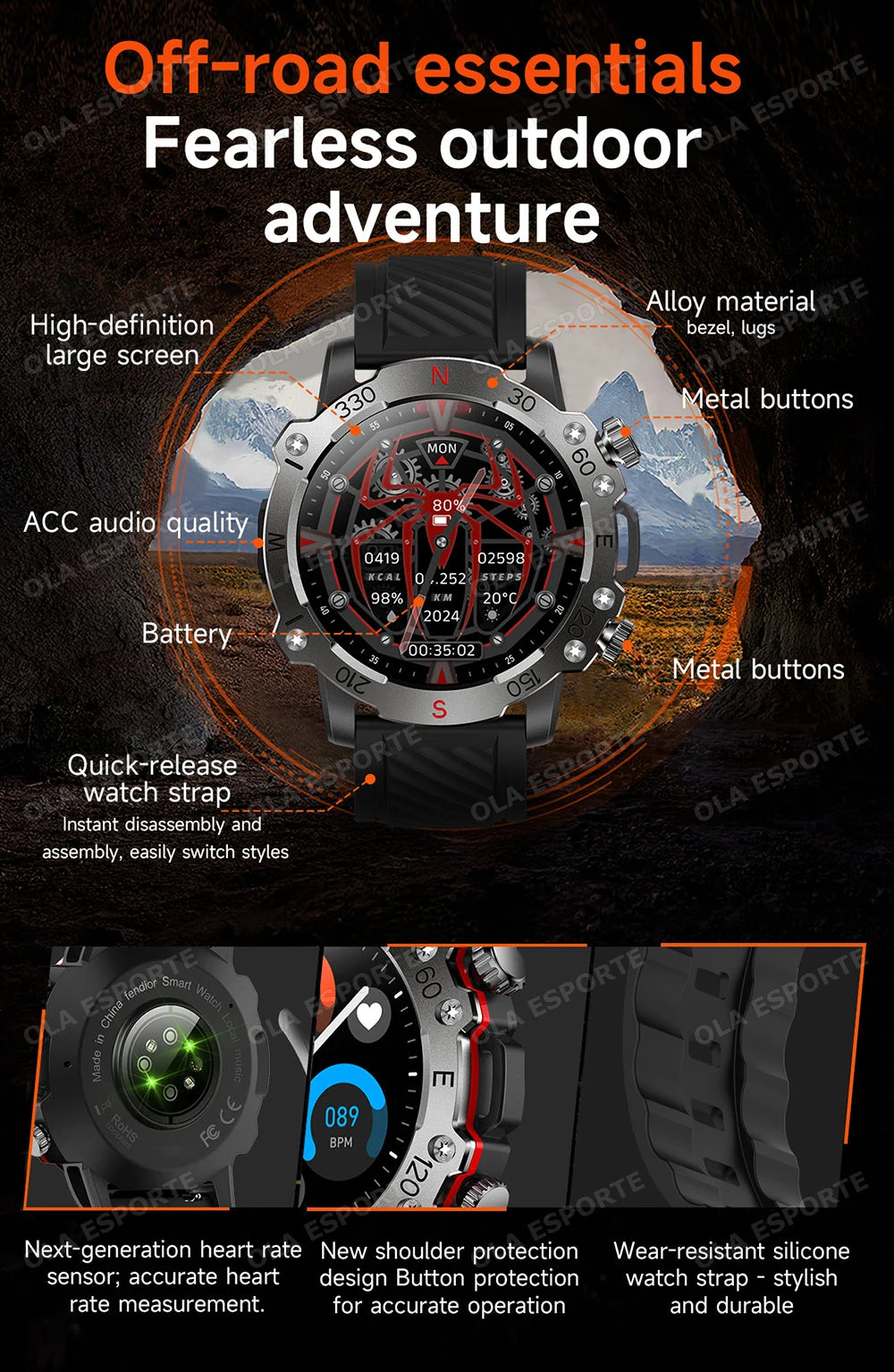 GPS Smart Watch 5ATM Waterproof Built-in Dual-band GNSS GPS Motion trajectory Military Sport Smartwatch Men 2025 New For Android
