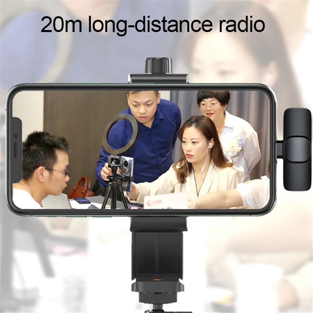 Lavalier Wireless Microphone 80mAh Rechargeable Battery Clip-On Podcast Mic for Streaming Vlogging Voice Recording Plug & Play