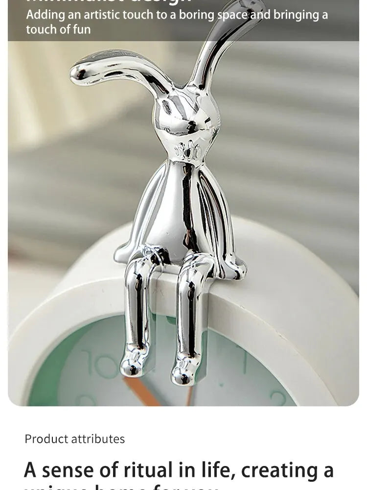 2PC Long-Eared Rabbit Double Statue Cartoon Decoration Accessories Living Room Bedroom Car Decoration Desktop Decorative Ornamet