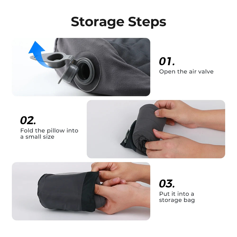 FLEXTAIL ZERO PILLOW&ZERO PILLOW SE - Camping Pillow, Inflatable Pillow with Elastic Strap, Ergonomic Design,Two Height Options