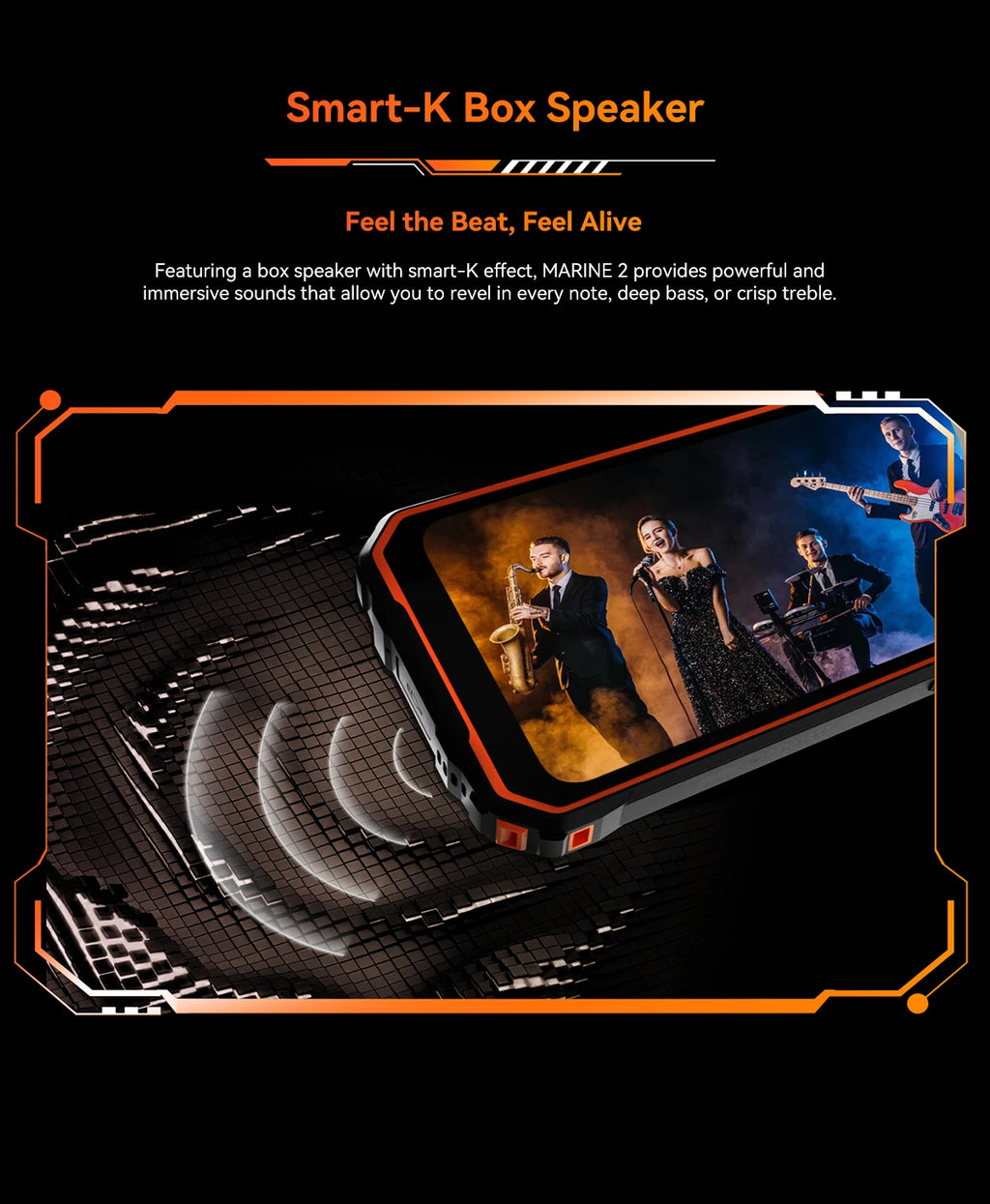OSCAL Marine 2 AI Outdoor Mobile Phone, 6.56 Inch Rugged Smartphone Android 15, 8+16GB RAM, 256GB+2TB ROM 11000mAh, Unisoc T615