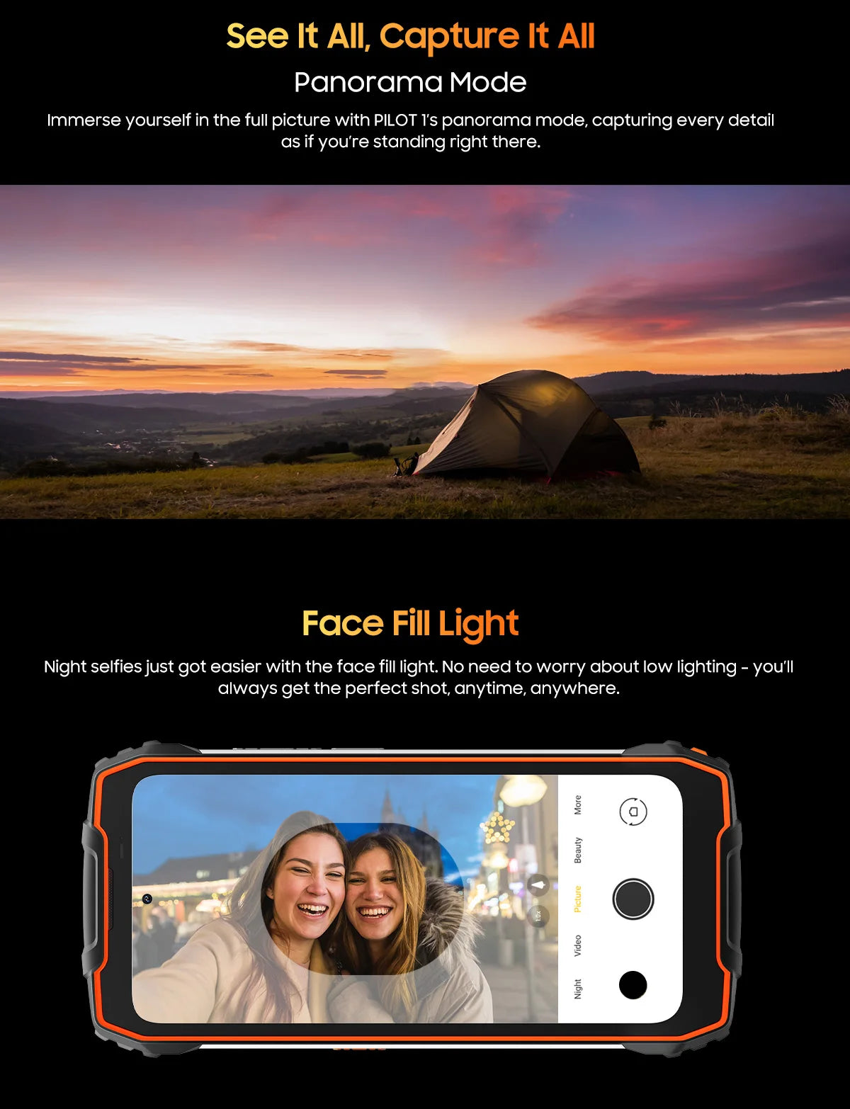 Blackview OSCAL PILOT 1 Rugged Phone 6.67" 90Hz IPS Display 6GB+256GB Android 14 Outdoor Smartphone with LED Flashlight GPS/NPC