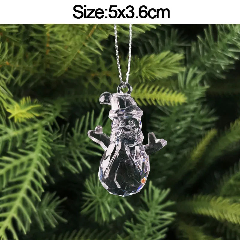 5pcs Christmas Home Decorations Crystal Acrylic Ornaments Snowflake Elk Xmas Tree Hanging Pendants Navidad 2025 New Year Gift
