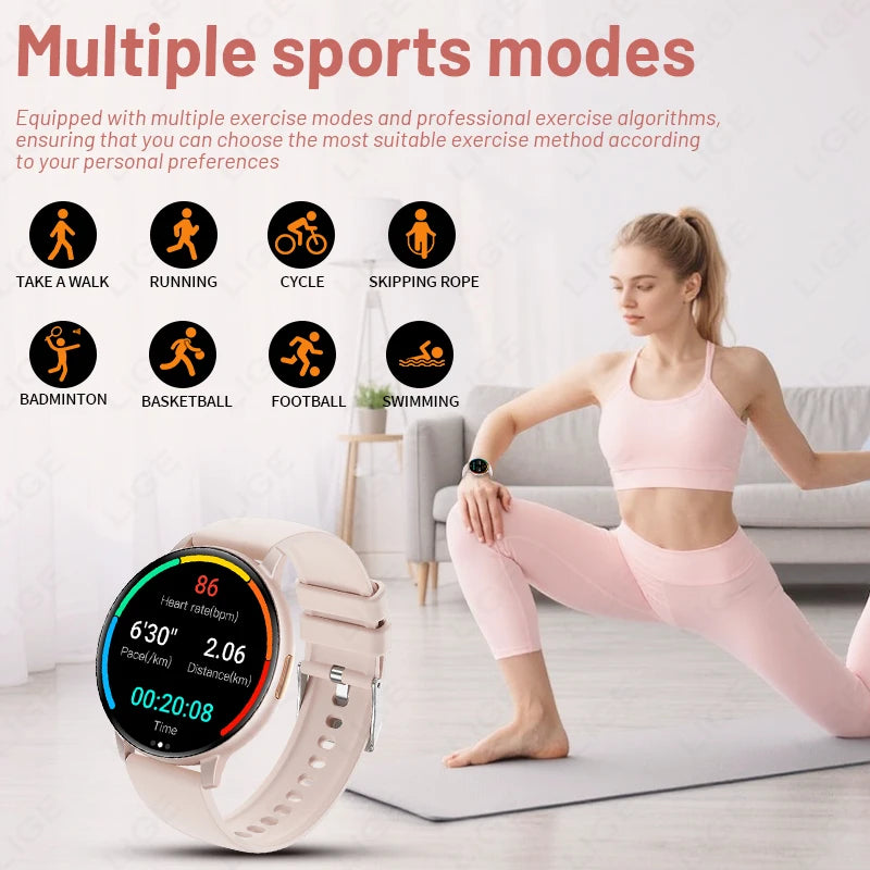 LIGE Fitness Smartwatch Voice Assistant 2026 Heart Rate Monitor Bluetooth Call IP67 Waterproof New Sports Tracker Smart Watches