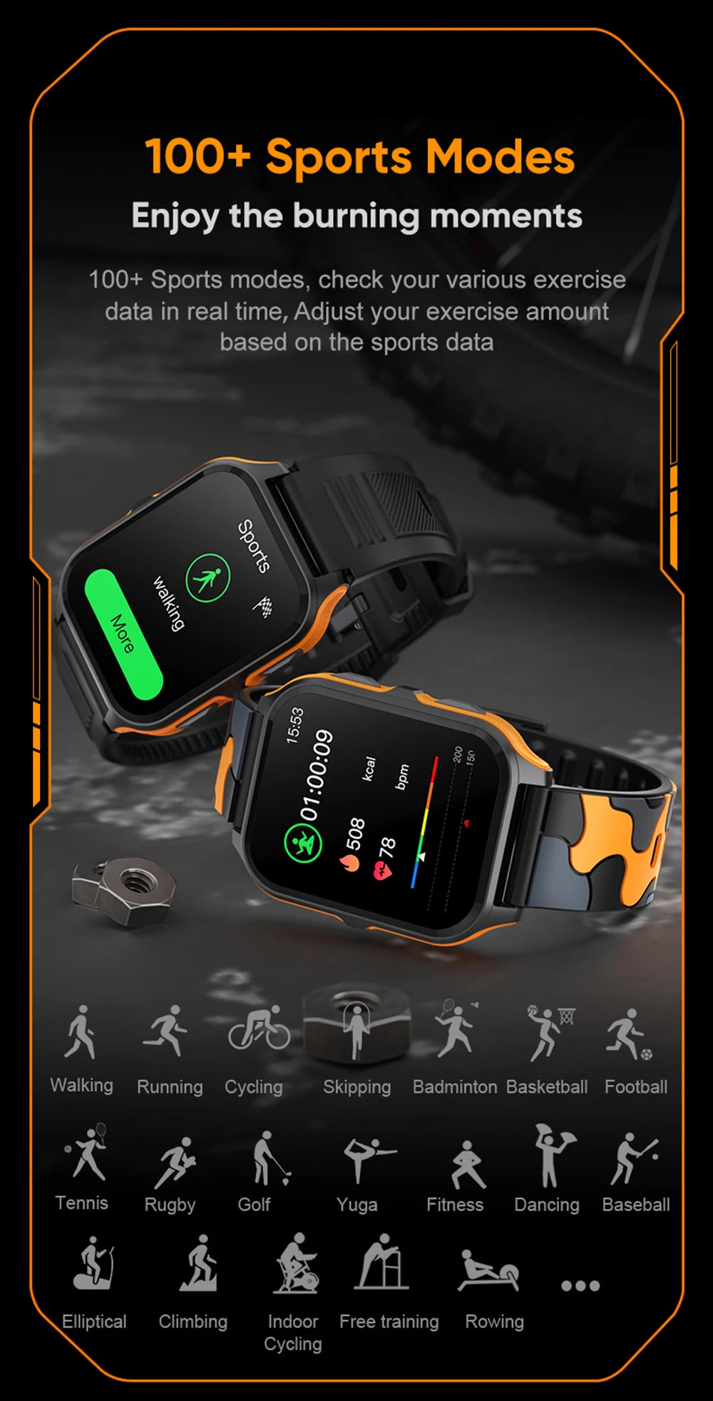COLMI P73 1.9" Outdoor Military Smart Watch Men Bluetooth Call Smartwatch For Xiaomi Android IOS, IP68 Waterproof Fitness Watch