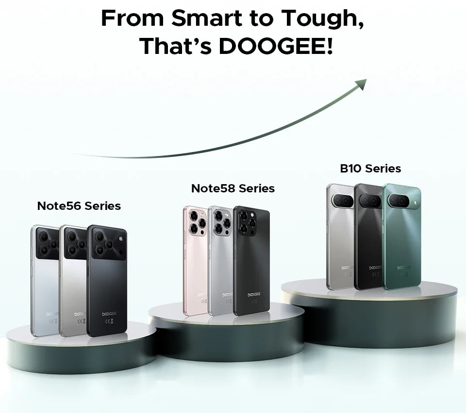 Global Version DOOGEE B10 Smartphone Android 16 7600mAh Battery 6GB 256GB 6.6'' Display 64MP AI Camera IP68 / IP69K Mobile Phone