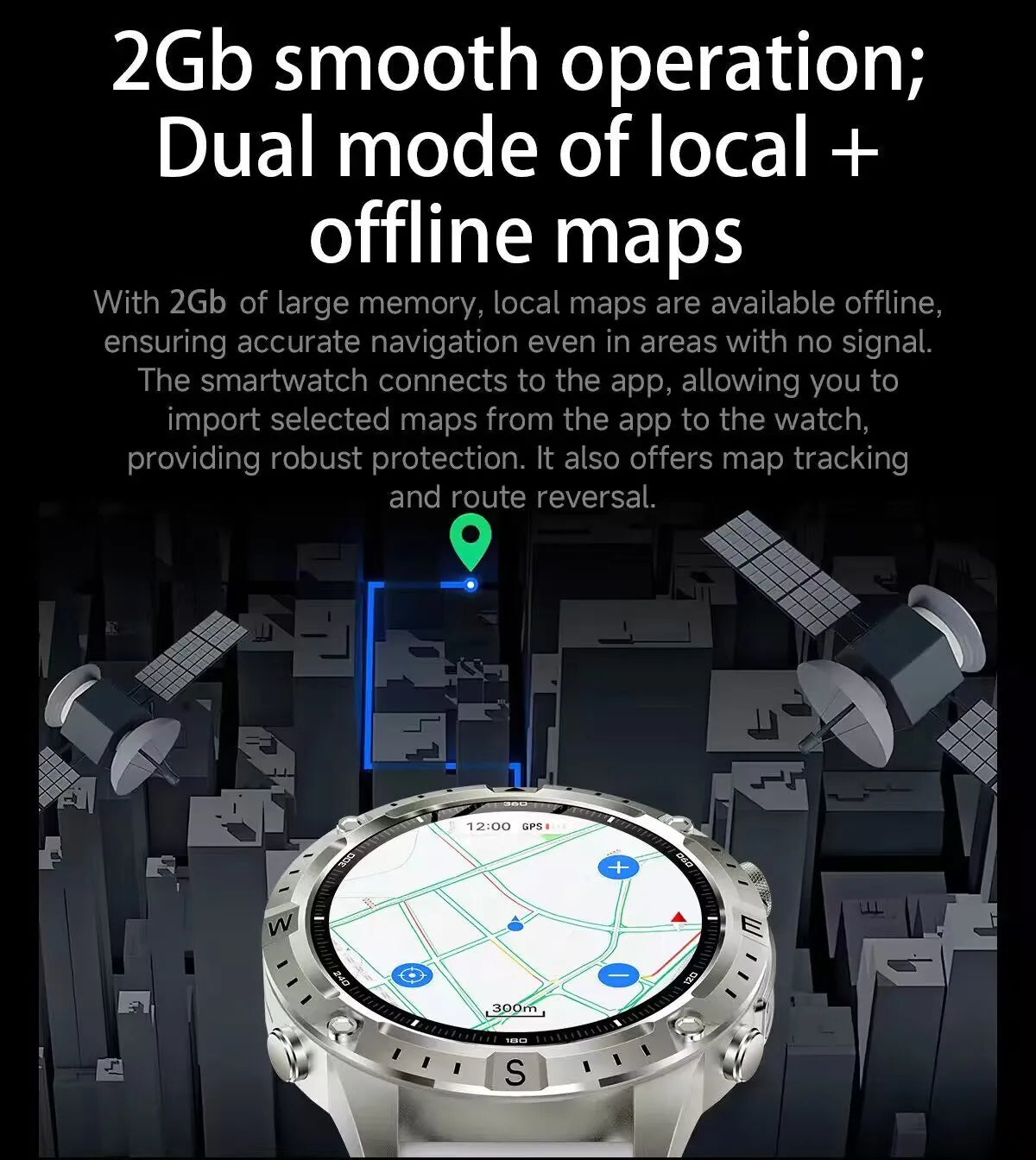 New Offline Map GPS Smart Watch 30meters Swim Waterproof 2GB Memory Bluetooth Call 100+ Sport Fitness Smart Watches For Man 2026