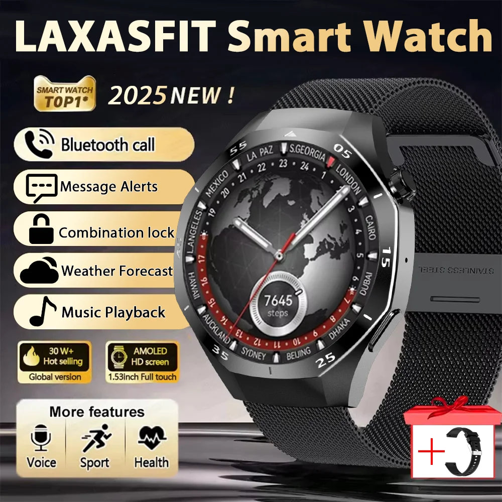 LAXASFIT 2025 New Smart Watch Men's 1.52 HD Screen Bluetooth Talk Heart Rate Monitor Men Women NFC Outdoor Sports Smart Watch