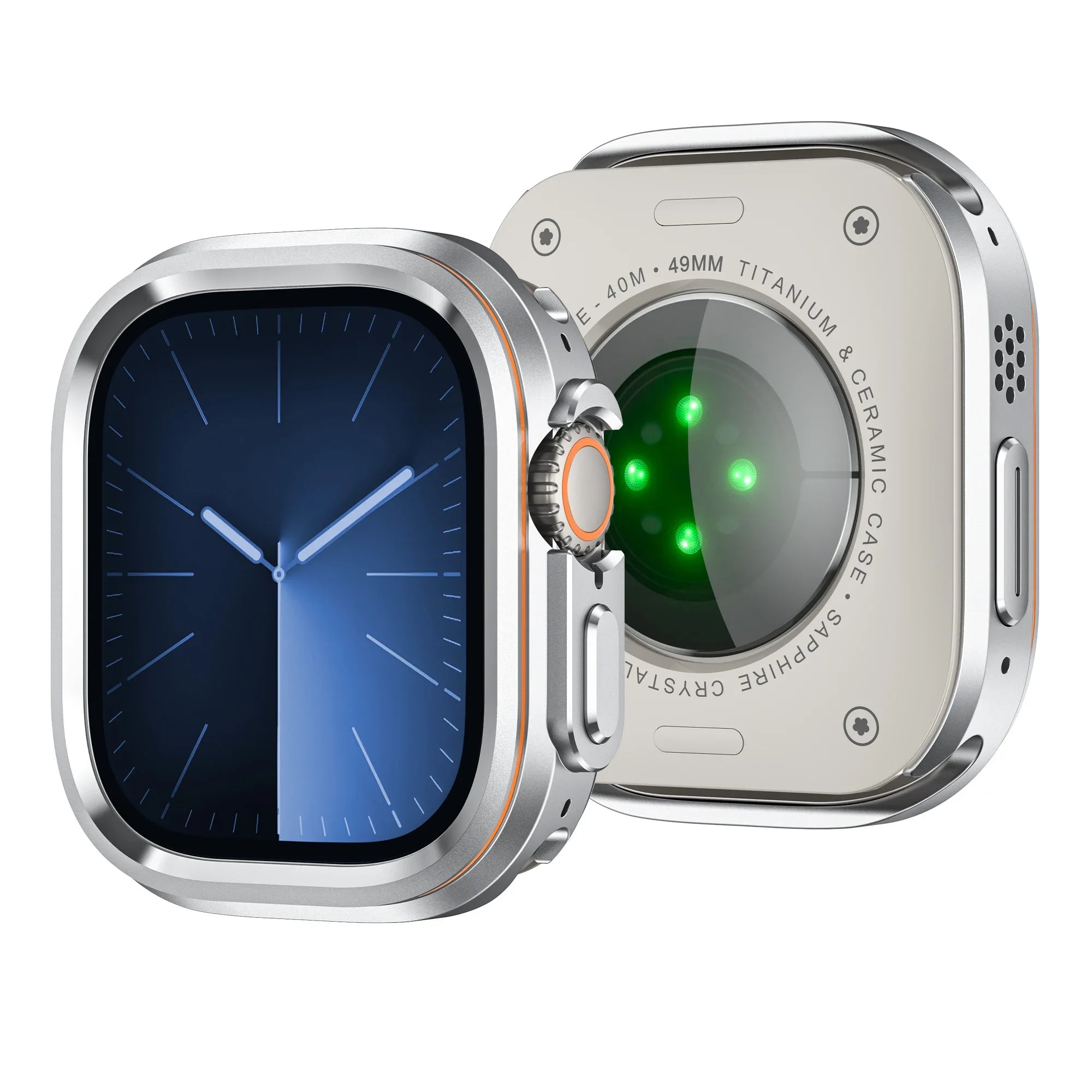 Halo Style Case for Apple Watch Ultra 2 3 49mm Metal Alloy Cover Hard Bumper for IWatch Ultra Full Protector Natural Black Color