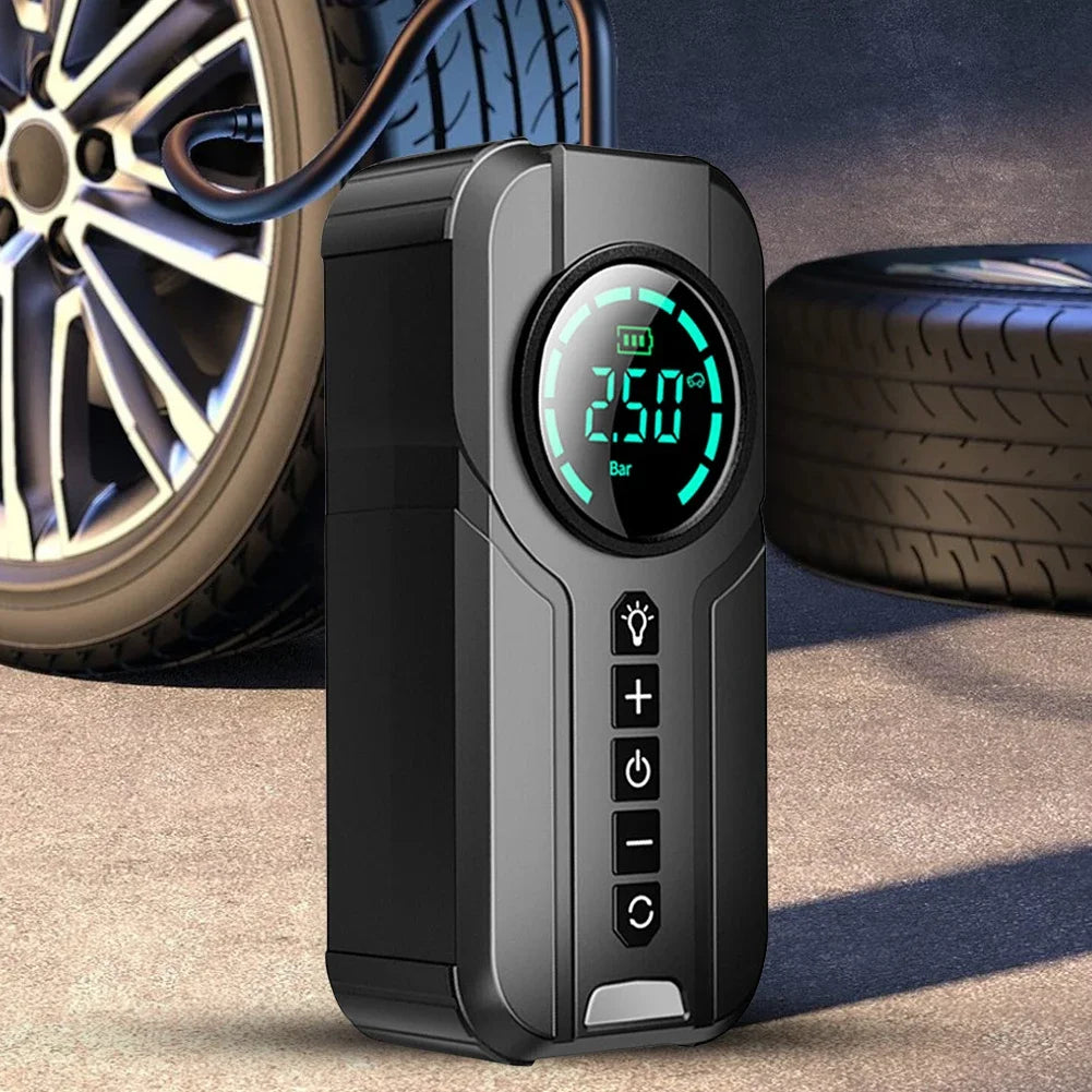 Portable Car Air Compressor 12V 100W Electric Tire Inflator LCD Display Rechargeable Air Pump Digital Cordless Car Tyre Inflator