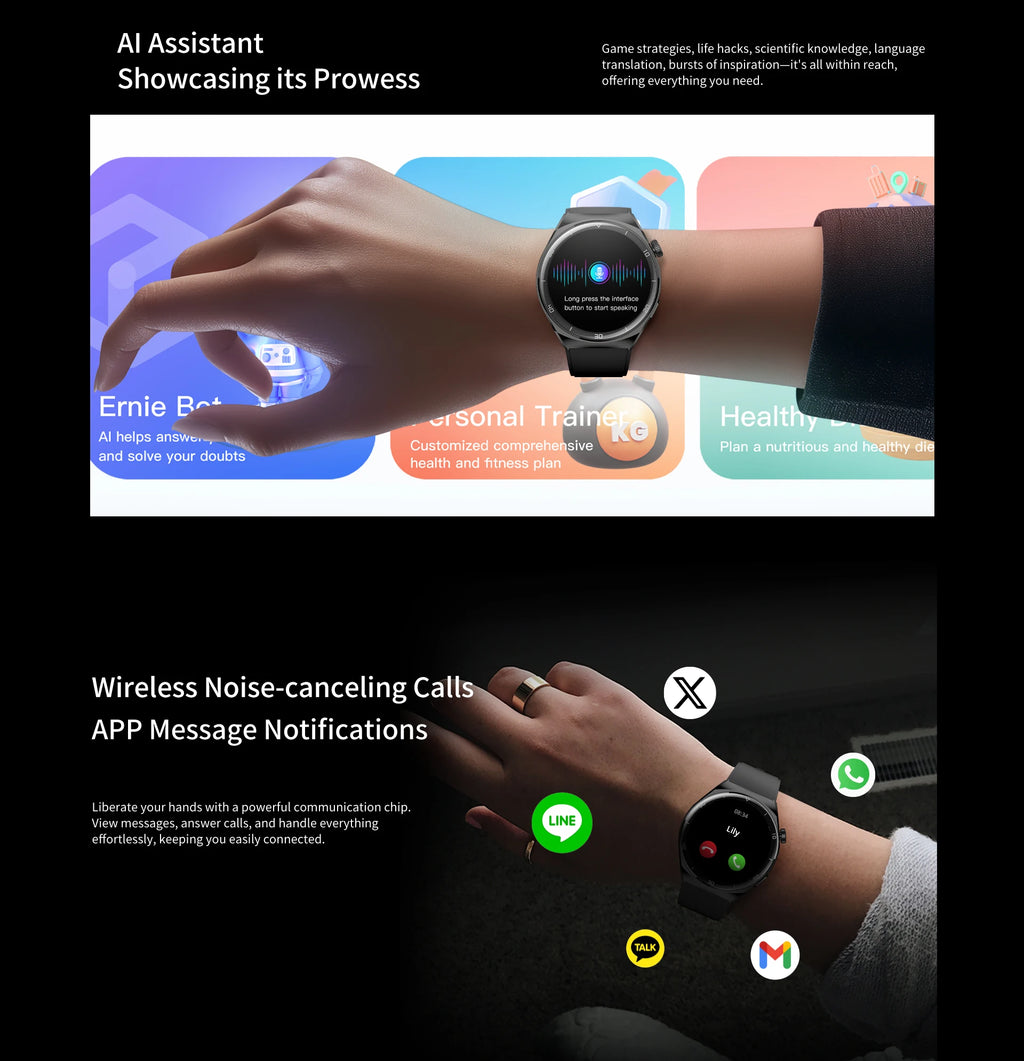Aurafit Smartwatch NEXA 2/AM05 Bluetooth Chamada, Tela AMOLED 1.43", IP68, Monitor Cardíaco e SpO2, Bateria 300mAh metal de luxo