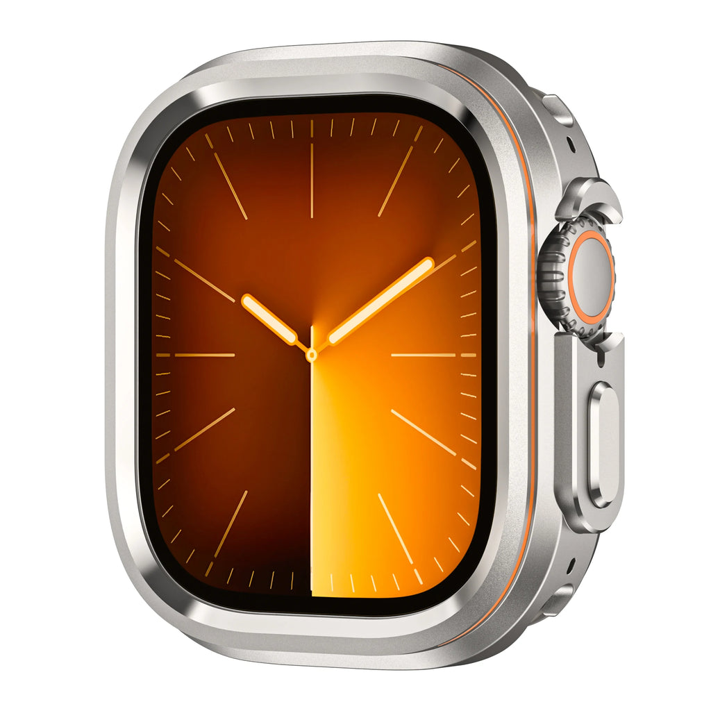 Halo Style Case for Apple Watch Ultra 2 3 49mm Metal Alloy Cover Hard Bumper for IWatch Ultra Full Protector Natural Black Color