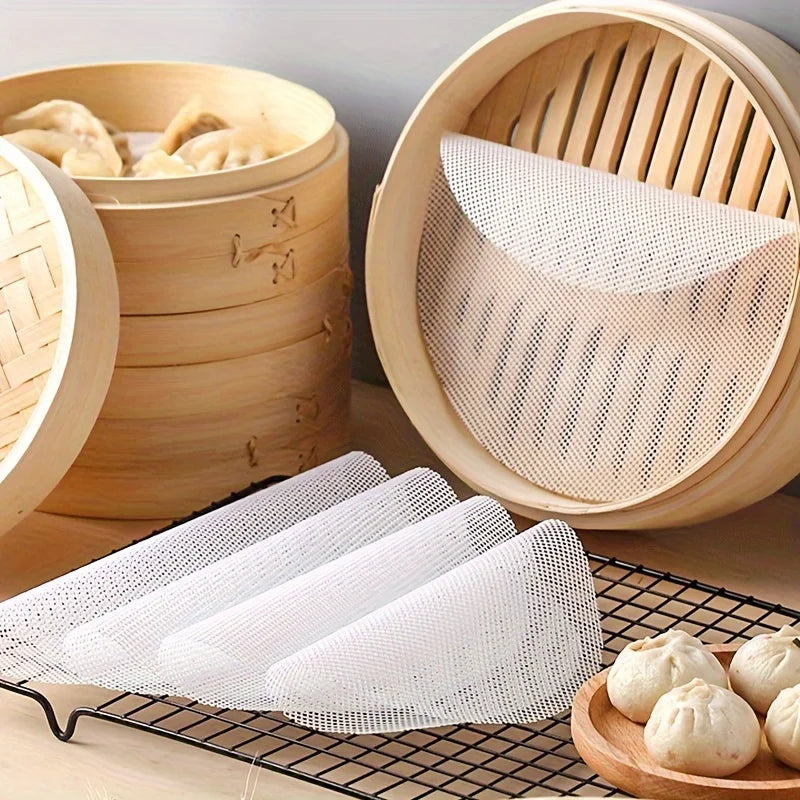 5Pcs Silicone Steamer Pad High Temperature Resistance Steamer Cloth Reusable Non-Stick Steamer Liners Dim Sum Cooking Steam Mat