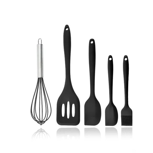 5 Pieces Cooking Utensils Silicone Baking Set Cooking Utensils Rubber Kitchen Utensils Baking Cooking Mixing Tools
