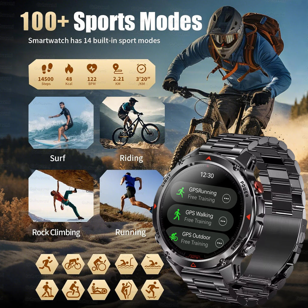 T-Rex 3 Pro Military Grade AGPS Smart Watch 10ATM Waterproof Dual-band GNSS Compass Altimeter AMOLED Swim Sports Smart Watch Men