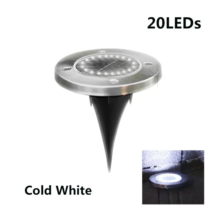 8pcs 8/20LED Solar Thermal Lights Garden Decor Ground Plug-in  Waterproof Street Solar Charging Underground Deck Spotlights