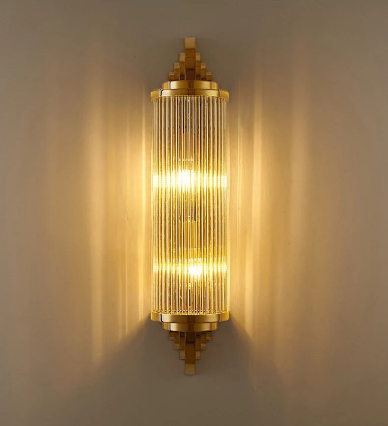 Art Decor Wall Light Clear Glass Gold Metal Creative Sconce Lamp For Living Room Hotel Indoor Bedroom E14 Bulb