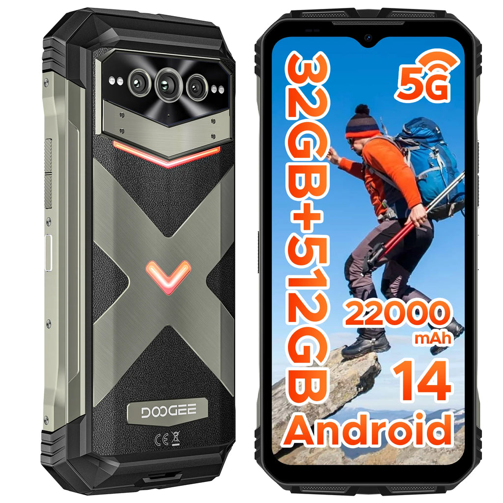 DOOGEE V Max Pro 5G Rugged Phone Dimensity 7050 6.58'' 120Hz 22000mAh Large Battery 12GB+512GB Lighting Effect 5g Smartphone