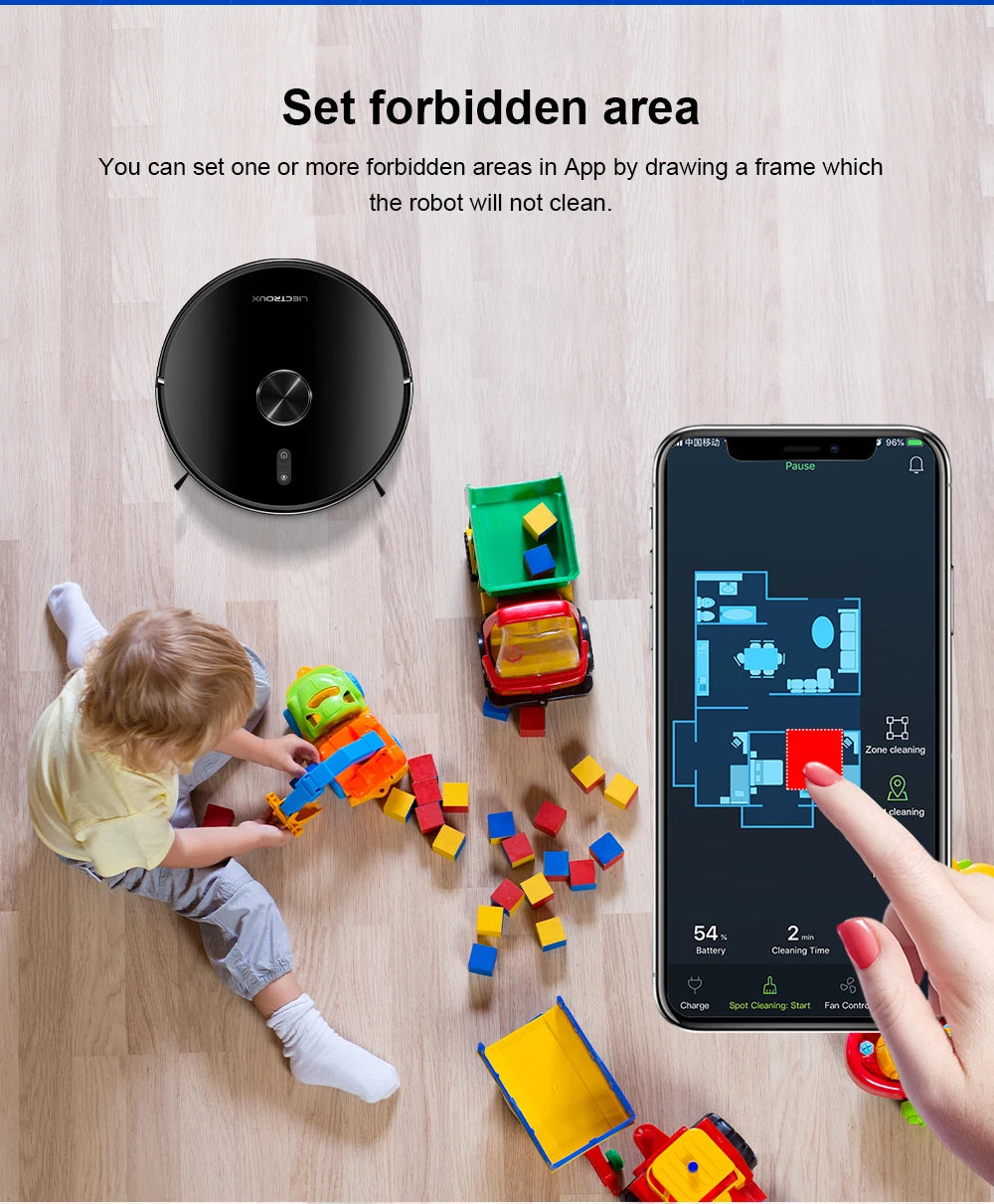 Robot Vacuum Cleaner Liectroux/Lilin X6, LDS Lidar Laser System,6500Pa,Multi-Floor Maps,Y Shape Wet Mop,Multilingual Voice