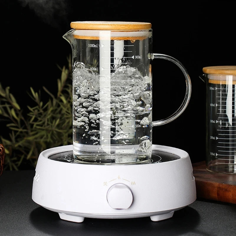 YWDL Food Grade Glass Measuring Cups Kettle Kitchen Milk Tea with Lid and Handle Laboratory Beaker Measuring Mug 250-1000ML