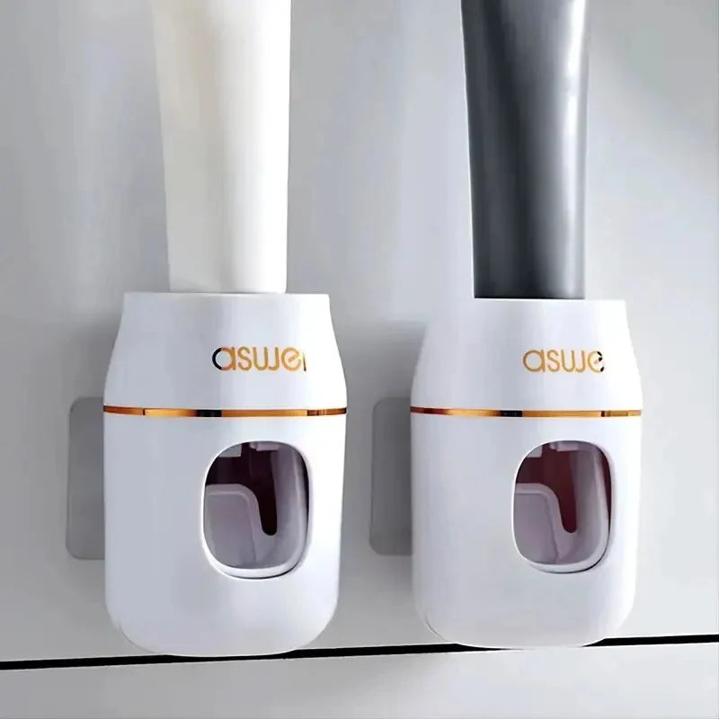 Lazy Gadget: Automatic Toothpaste Dispenser & Wall Mount Holder - No Drill Bathroom Organizer