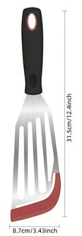 Stainless steel silicone spatula, high temperature resistant frying fish cooking spatula flipper kitchen household steak spatula