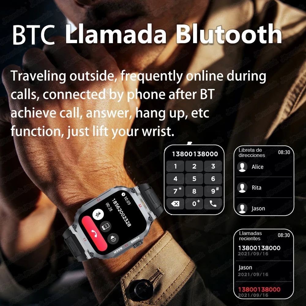 2025 New Outdoor Military Rugged Smart Watch Men's 1.91 Inch AMOLED HD Full Screen Touch LED Light Bluetooth Call Smartwatches