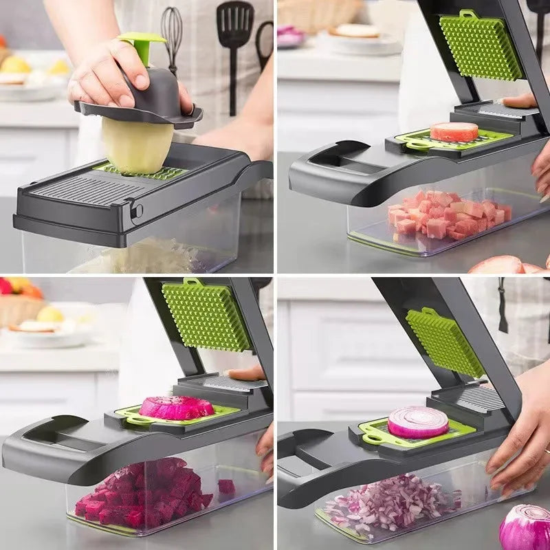 16 Multifunctional Vegetable Cutting Artifacts Household Kitchen Vegetable Cutting Slicer Potato Shredded Wire Wiper Dice
