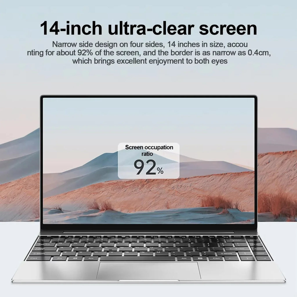 New 15.6" Ultra Slim Laptop Intel N3700 Win11 Pro 16GB RAM 2TB SSD 1080P Display Gaming Office Notebook