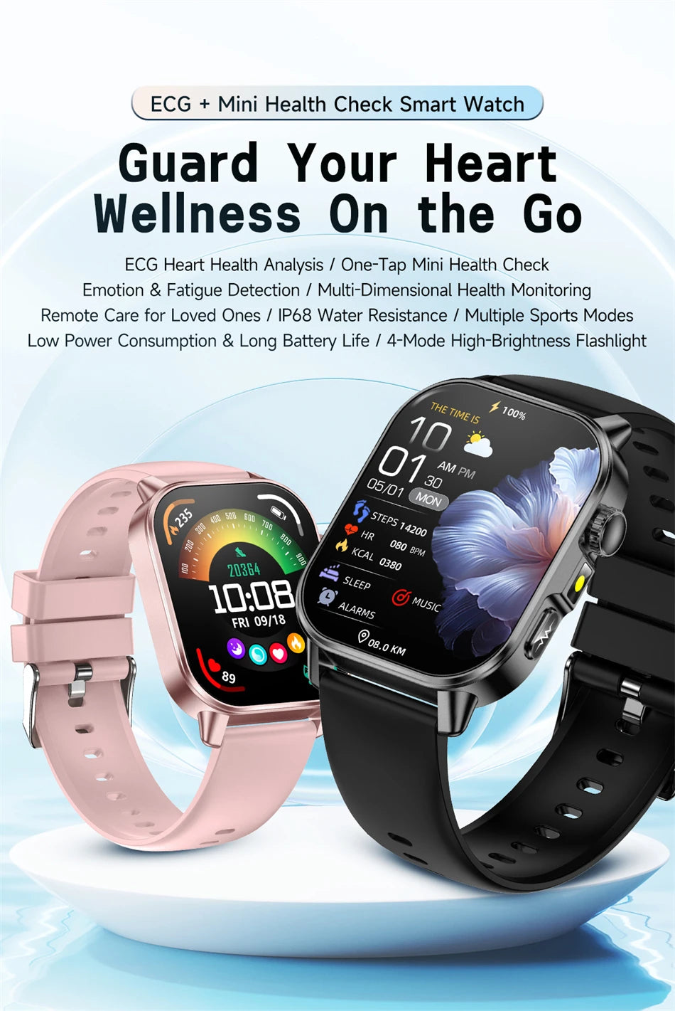 2026 New Model Uric Acid & Lipid Health Analysis Smart Watch Men ECG+PPG Bluetooth Call 2.01-inch Flashlight Smartwatch Women