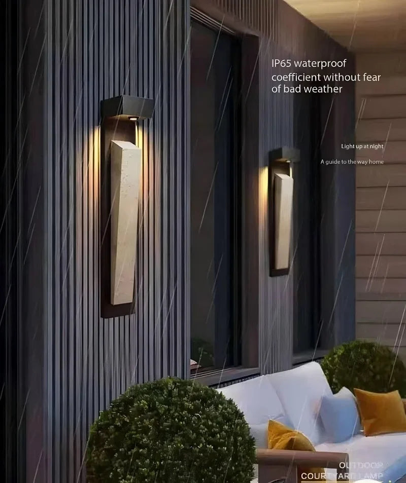Modern Luxury Yellow Cave Stone Wall Lamp Outdoor Waterproof Wall Lamp Villa Living Room Bedroom Corridor Exterior Wall Lighting