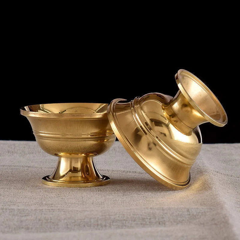 7pcs Brass Tantric Bowl Auspicious Luster Goblet Tibetan Bowl 5.7cm Holy Water Cup Buddhist Home's Gift Desktop Decorative