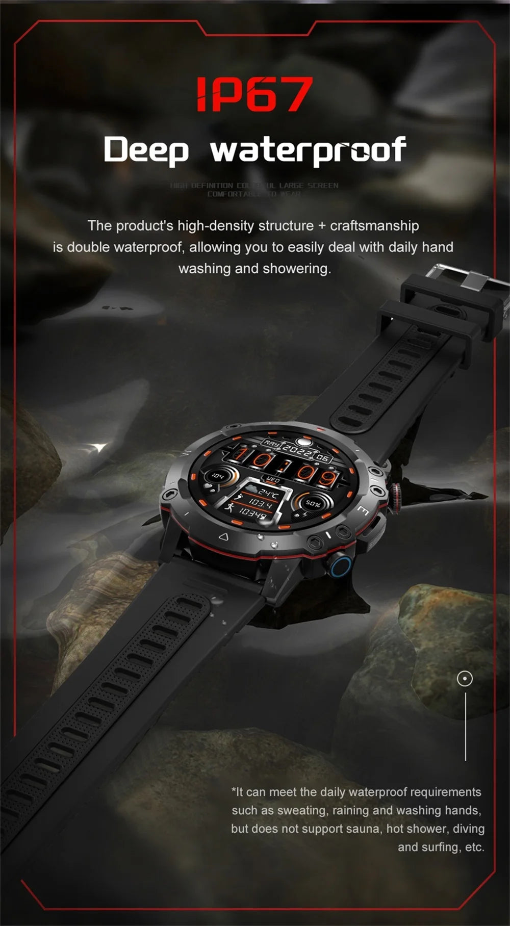 New Outdoor Sports Fitness Smart Watch Heat Rate Sleep Health Clock Waterproof Voice Assistant Alarm Clock Music Smartwatch