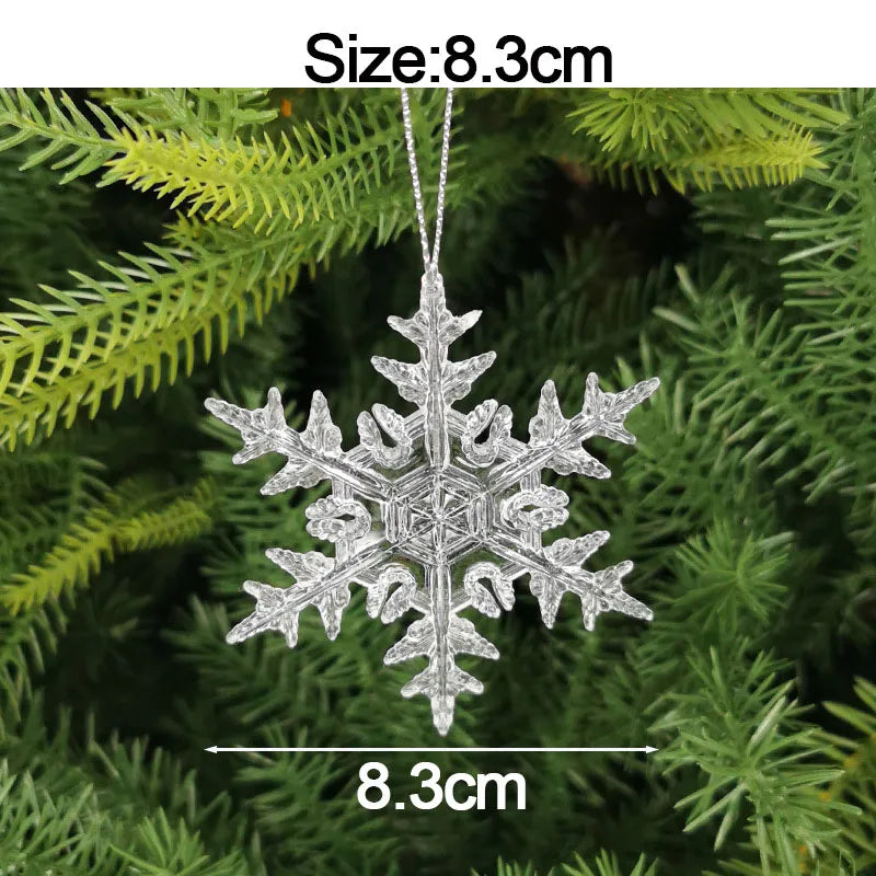 5pcs Christmas Home Decorations Crystal Acrylic Ornaments Snowflake Elk Xmas Tree Hanging Pendants Navidad 2025 New Year Gift