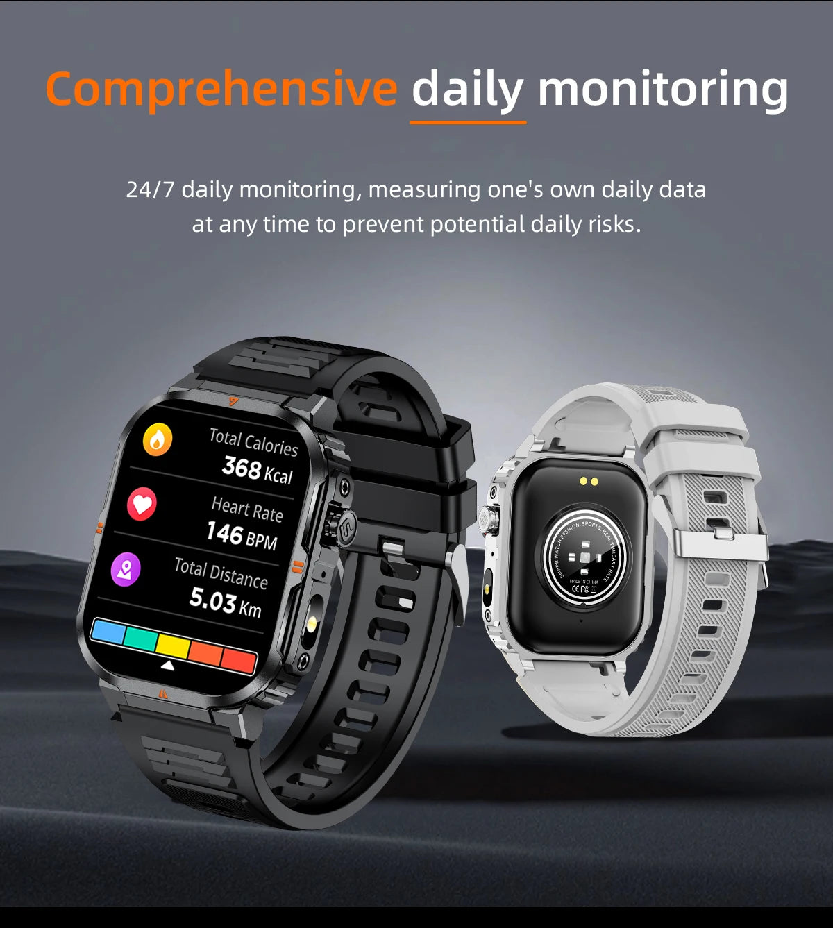 LIGE Military Smart Watch Men IP68 Waterproof Outdoor Sport Tracker LED Flashlight Bluetooth Call Man Smartwatch For Android iOS