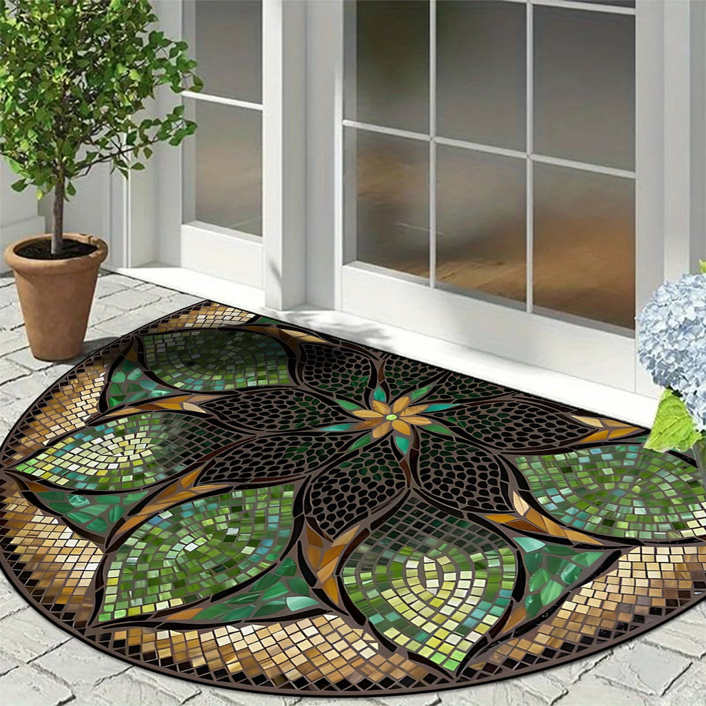 Entrance Carpet Anti-slip Dirt-resistant Wear-resistant Door Rug Semicircular Imitation Marble Texture Welcome Floor Mat 현관 카펫