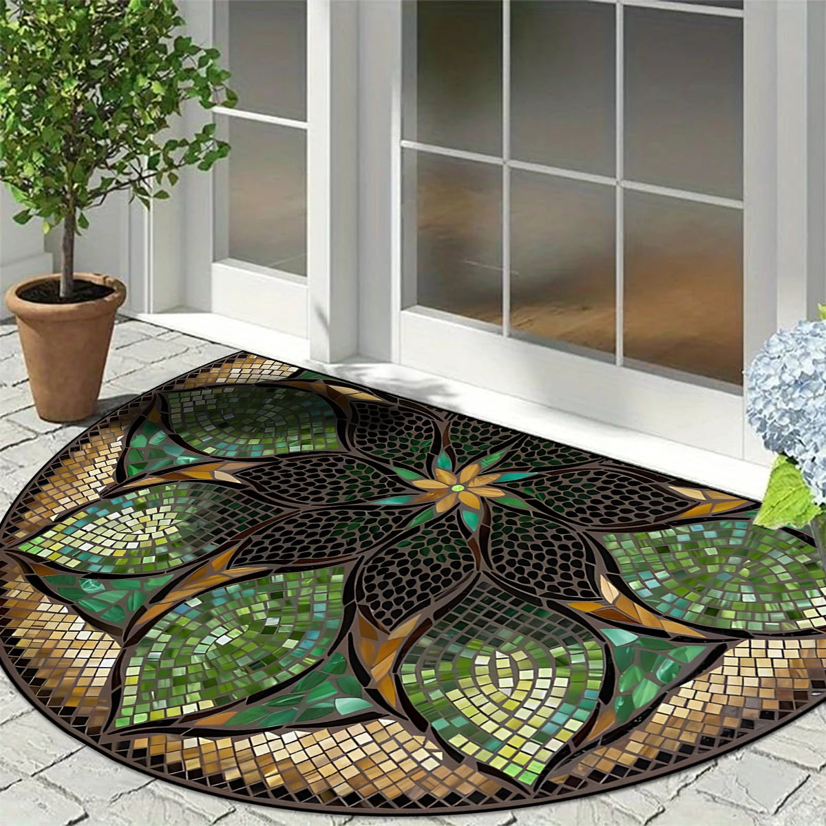 Entrance Carpet Anti-slip Dirt-resistant Wear-resistant Door Rug Semicircular Imitation Marble Texture Welcome Floor Mat 현관 카펫