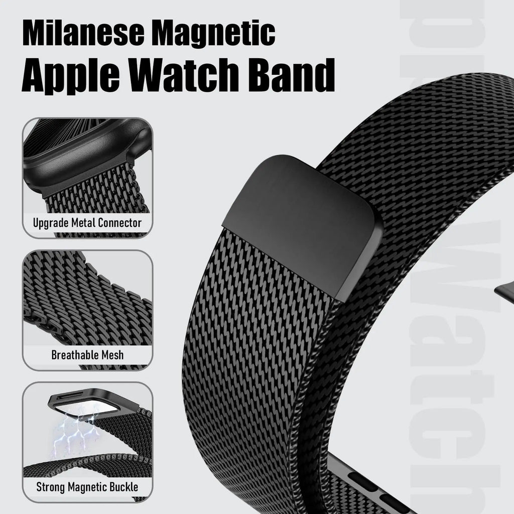 Fashion Steel Mesh Milanese Strap for Apple Watch Ultra 3 2 1 49mm 11 10 46/42mm Wristband IWatch 9 8 7 6 5 4 SE3 45-44-41-40mm