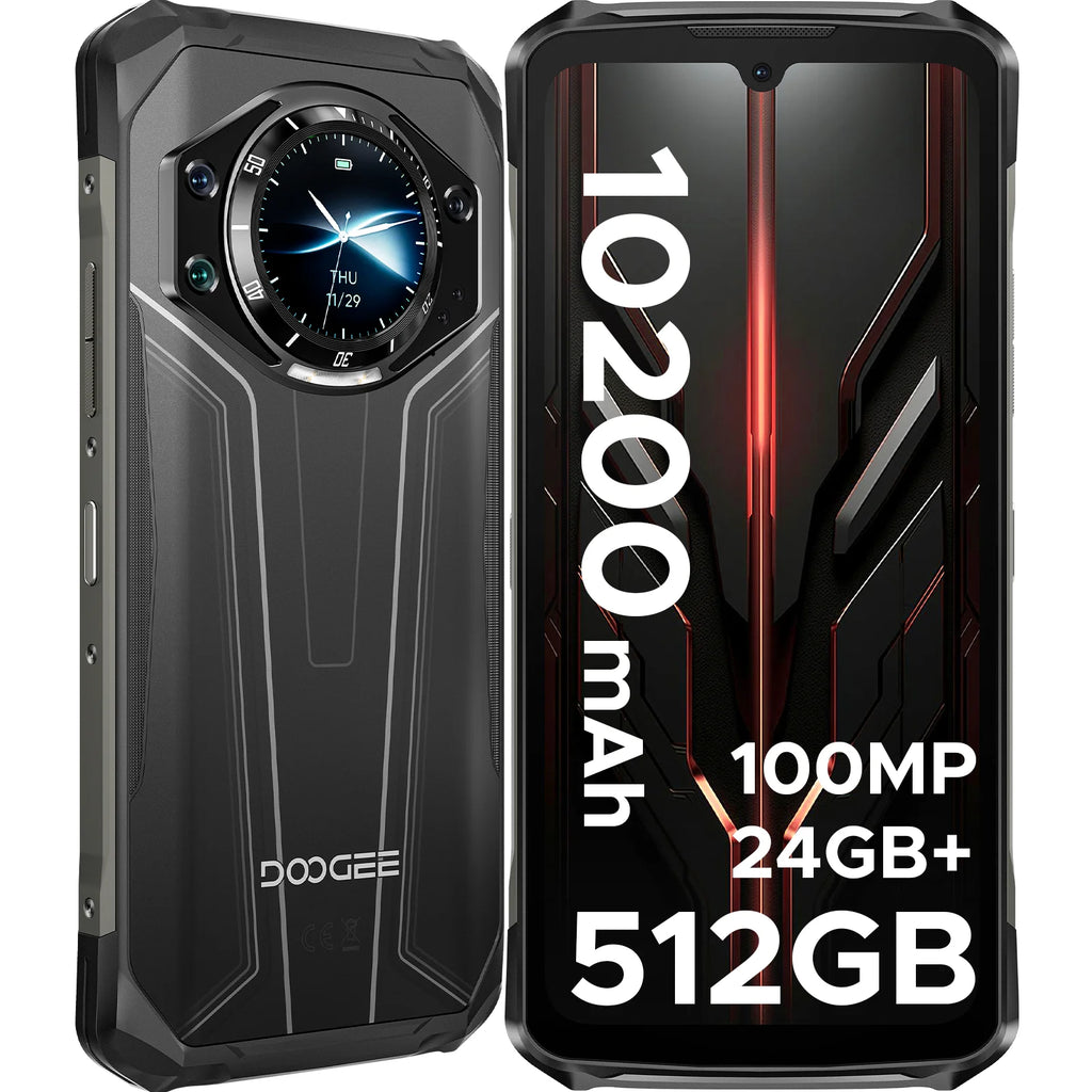 DOOGEE S119 Rugged Phone 1.32" Rear Display 6.72" 32GB(8+24) 512GB 100MP Main Camera 10200mAh Large Battery NFC Cellphone