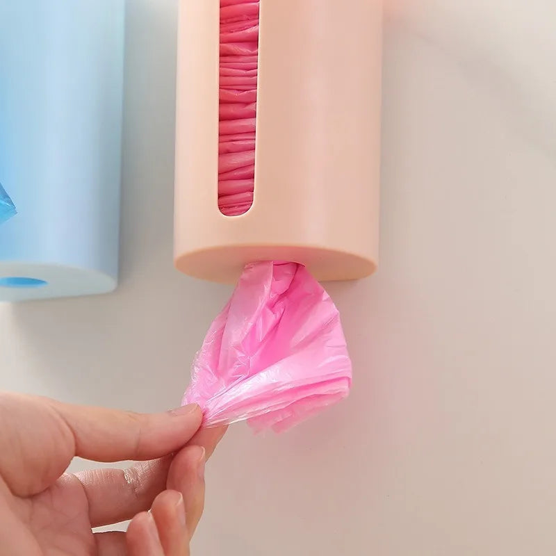 1pc Contemporary Wall-Mounted Plastic Bag Dispenser, Kitchen Garbage Bag Storage Basket, Convenient Pull-Out Organizer for Trash