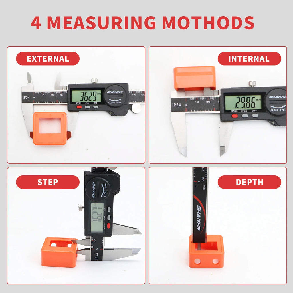 SHANHR 150mm Digital Caliper Measuring Tool with Stainless Steel, Electronic Micrometer Caliper with Large LCD Screen